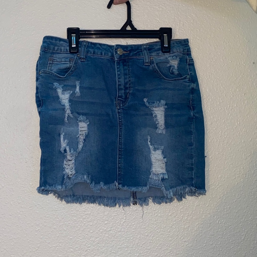 Wax Jean Distressed Denim Mini Skirt ✨